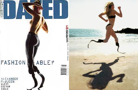 Aimee Mullins en couverture de Dazed and Confused